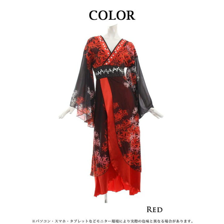 楽天市場】キャバドレス 和柄 和柄 彼岸花 花魁 着物ドレス 中ミニ 花 