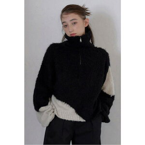 �y10��OFF�N�[�|���I6/11(��)1:59�܂ŁzBONJOUR SAGAN cropped half zip knit pullover / �u�[�N���n�[�t�W�b�v�v���I�[�o�[ �g�b�v�X