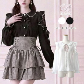 DearMyLove ショルダーレースフリル丸襟ブラウス【大きいサイズあり】 量産型 地雷系 夢展望 トップス