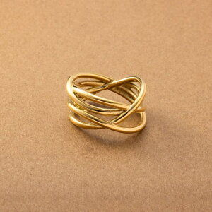 CREAM-DOT ステンレス製 リング 指輪 金属アレルギー つけっぱなし サージカルステンレス レディース 変形 ワイド クロス ボリューム ランダム ライン ゴツめ 大ぶり メタル 大人 12号 15号 17号