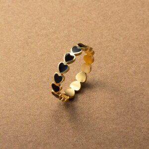 CREAM-DOT ステンレス製 リング 指輪 金属アレルギー つけっぱなし サージカルステンレス レディース ハート ハートモチーフ 艶 ミニハート アクリル樹脂 12号 15号 17号 大人 ゴールド ブラック