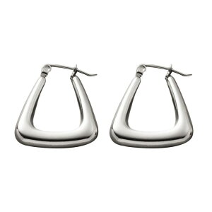 CREAM-DOT ステンレス製 ピアス 金属アレルギー 316L つけっぱなし サージカルステンレス レディース フープピアス クロッシングピアス 台形 メタル 大きめ 大人 ゴールド シルバー アクセサリ