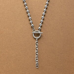 CREAM-DOT ステンレス製 ネックレス 金属アレルギー つけっぱなし サージカルステンレス レディース ショート ボールチェーン マンテルネックレス Y字 ボリューム ごつめ 存在感 大人 ゴールド