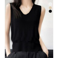 Miniministore ニットタンクトップ Vネックサマーニット トップス