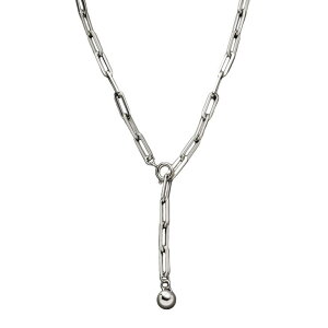 CREAM-DOT ステンレス製 ネックレス 金属アレルギー 316L つけっぱなし サージカルステンレス レディース ショート オーバルチェーン メタルボール アレンジ y字 2way 大人 ゴールド シルバー ア