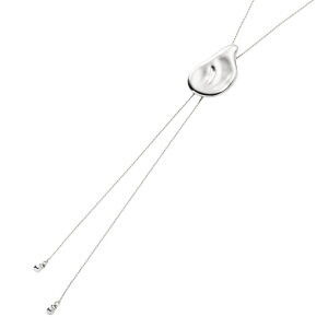 CREAM-DOT ネックレス タイネックレス ラリエット レディース チェーン ループタイネックレス ロングネックレス フリーアジャスター 長さ調整 スライド式 y字 メタル クラフト調 変形 大人 ゴ