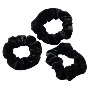 CREAM-DOT 3点セット シュシュ 大人 軽い ヘアアクセサリー ヘアゴム 髪留め まとめ髪 ベロア生地 細め 大人 シンプル 黒 ブラック グレー ネイビー カーキ ベージュ ブラウン ヘアアクセサリー