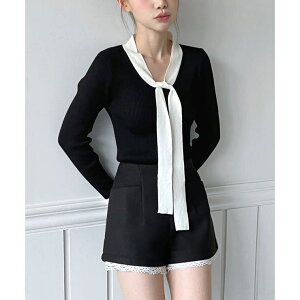 �y10��OFF�N�[�|���I5/16(�y)1:59�܂Łzby muni:r �y2WAY�z���{���^�C�z�F���u�j�b�g/2026 SS COLLECTION �g�b�v�X