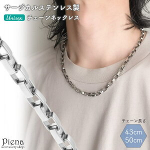 �y10��OFF�N�[�|���I7/2(��)9:59�܂Łz�A�N�Z�T���[�V���b�vPIENA �l�b�N���X ���f�B�[�X �����Y �T�[�W�J���X�e�����X316L�� ���L ���C�h �X�N�G�A �l�p �`�F�[�� 43cm 50cm �V���v�� �d�˂Â� ����