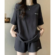 SUNSHINE CLOSET レディース ワッフル部屋着2点セット 体型カバー夏服着やせ 大人カジュアルスウェットセ…
