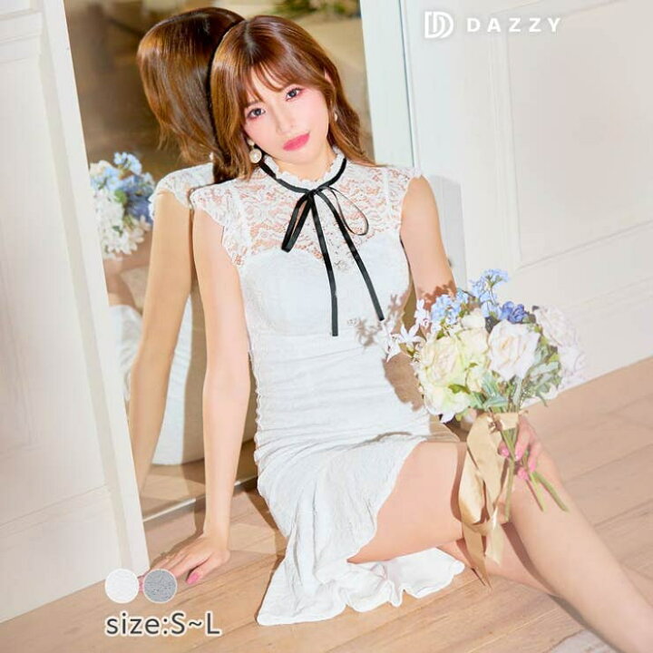 楽天市場】Dazzy キャバ ドレス フラワーレース リボン フィッシュ 