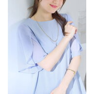 alotta 異素材切替チューリップ袖チュニック トップス