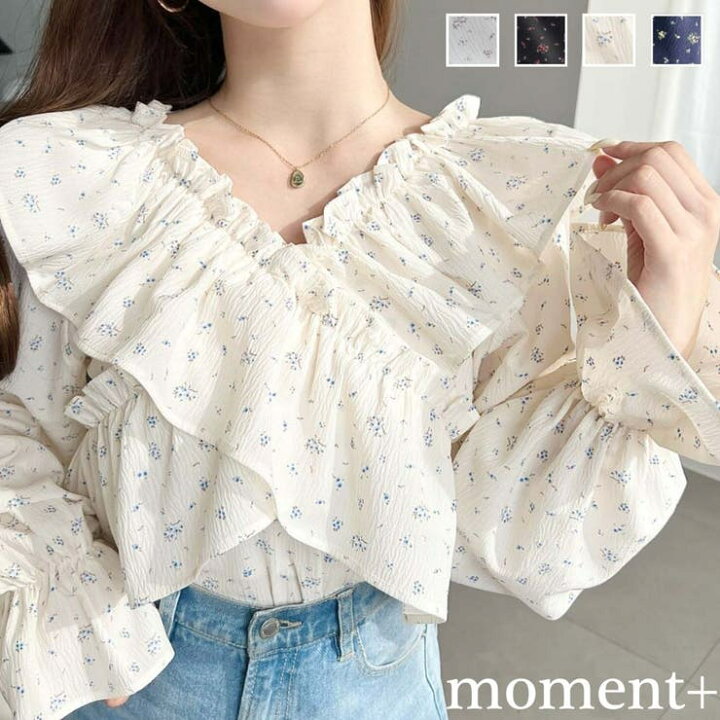 楽天市場】moment+ オフショルフリル長袖花柄ブラウス トップス : SHOPLIST