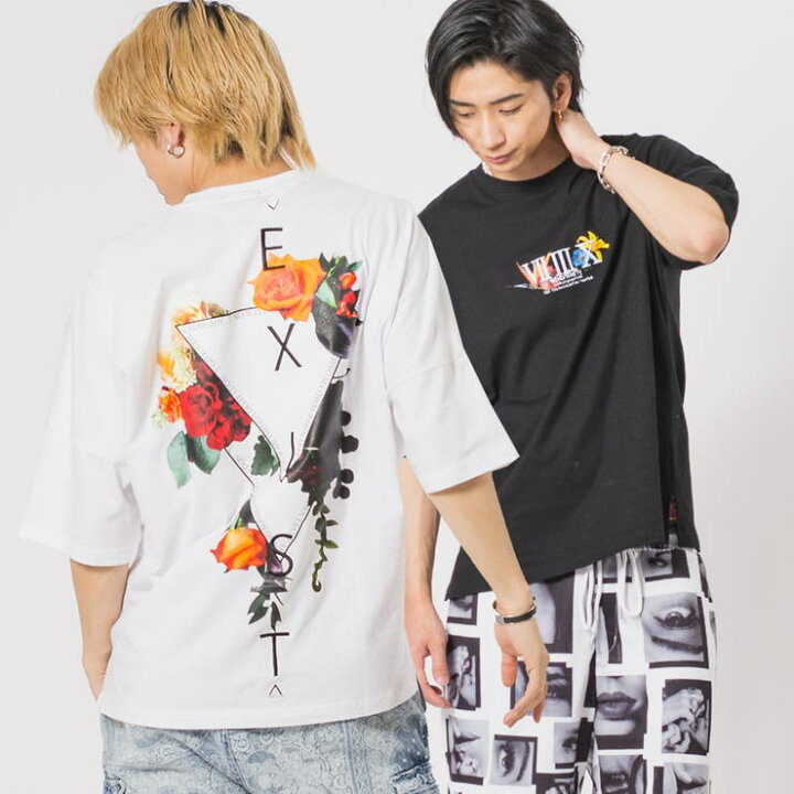 楽天市場】フラワー バックプリント 半袖 Tシャツ ストリート系 ビッグ  