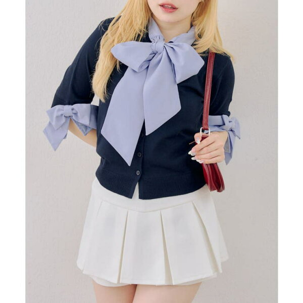 【10％OFFクーポン！9/11(金)1:59まで】NICE CLAUP / OLIVE des OLIVE　OUTLET ドッキングボウタイプルオーバー トップス