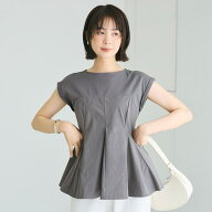 【10％OFFクーポン！8/11(火)1:59まで】coca 異素材切り替えペプラムTシャツ トップス