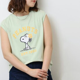 CharaBasket スヌーピー プリント ノースリーブ Tシャツ 夏 SNOOPY PEAUTS トップス
