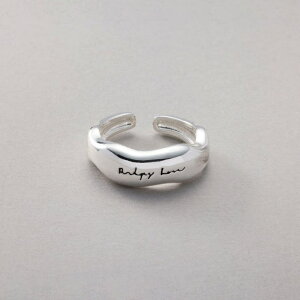 CREAM-DOT リング 指輪 レディース ぷっくり メッセージ ロゴ 手書き風 オープンリング 変形 曲線 ボリューム ファッションリング 14号 大人 シルバー アクセサリー