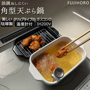 BACKYARD FAMILY 富士ホーロー 角型天ぷら鍋 温度計/バット/スノコ網付き 食器・キッチン用品