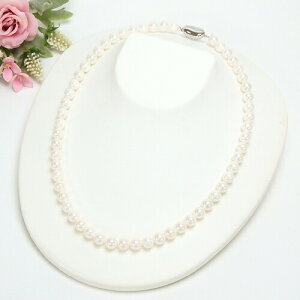 アコヤ本真珠 7mm~7.5mm ネックレス 40cm シルバー金具 パール あこや 本真珠 ケース付き ハロウィン ギフトに プレゼントに