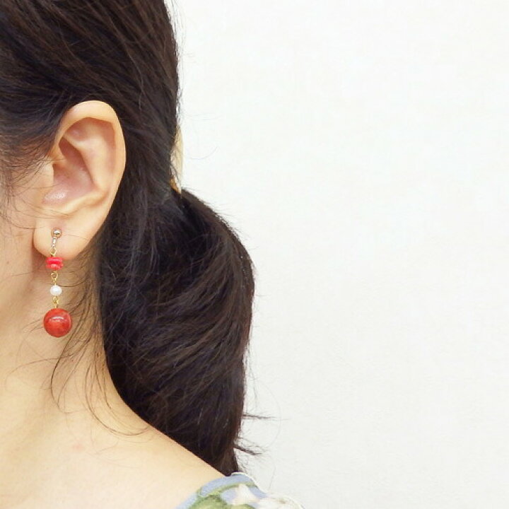 楽天市場】サンゴ ＆ パール ピアス イヤリング 淡水真珠 スポンジ 