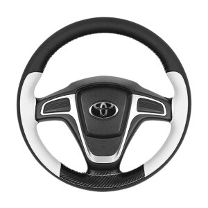 【10/24-27当店全品ポイント5倍!】ハンドルカバー 本革 編み込み ステアリングカバー 37-38cm 汎用 普通車 軽自動車 乗用車 編み上げ 手縫い 縫い付け 内装 牛革 レザー カー用品 ブラック ホワ