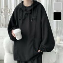 パーカー メンズ 長袖 秋服 フード付き 無地 ゆったり 快適 カジュアル 大きいサイズ プルオーバー スウェットパーカー メンズ 人気 服トップス 春 秋 冬 グレー/ブラック M-3XL