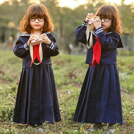 セーラー服 子供 制服 コスプレ 長袖セーラー ハロウィン ロングスカート 3点セット JK セーラー衣装 女の子 キッズ 仮装 ハロウィン衣装 コスチューム クリスマス 子供服 コスプレ 仮装