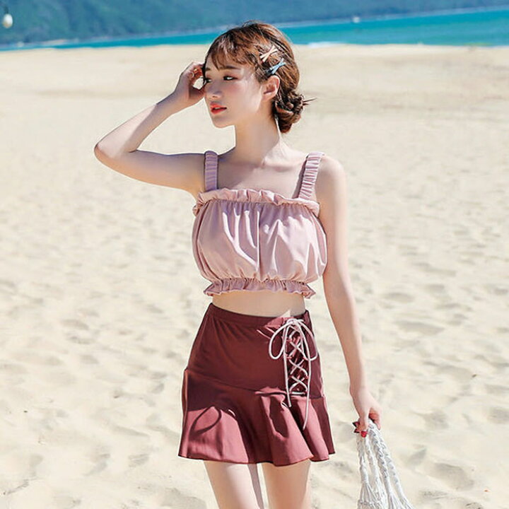 D009 レディース 水着 着痩せ 着痩せ 海 かわいい △ 夏 フリル 人気 
