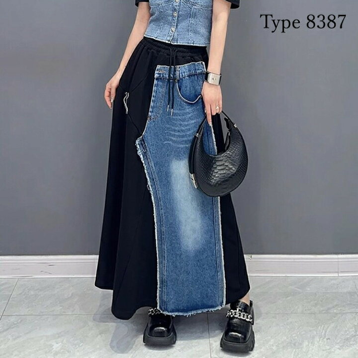 楽天市場】異素材ヴィンテージドッキングスカート スカート レディース  