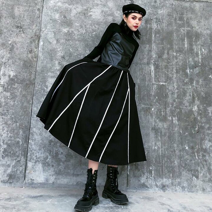 楽天市場】サイドステッチ アシンメトリー ロングスカート レディース  