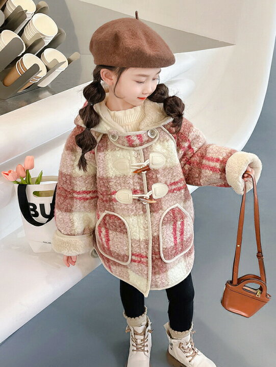 出産祝い [Luzverde] ボアコート キッズ ボアジャケット ダッフルコート もこもこ 冬服 女の子 アウター ブルゾン 長袖 ボタン付