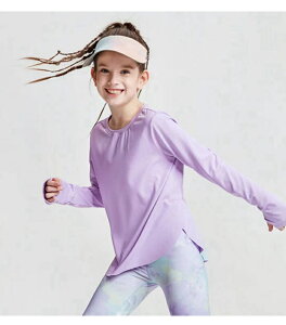 キッズ ヨガウェア 女の子 スポーツシャツ 長袖 Tシャツ トレーニングウェア トップス ストレッチ 通気 速乾 紫外線カット トレーニングウェア ランニングウェア ジュニア 3色 パープル グリ