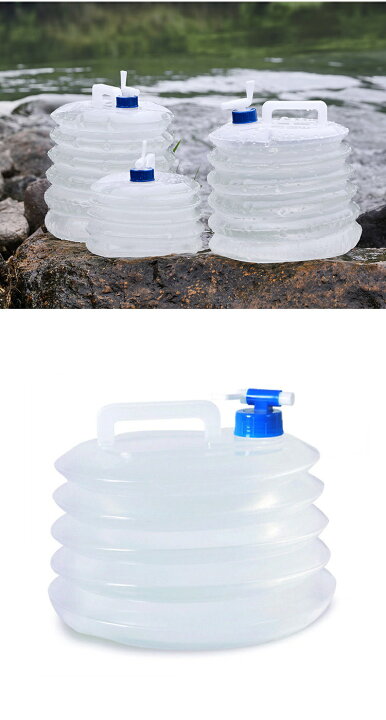 給水 水タンク 折りたたみ式 5L 10L 15L ウォータージャグ コック式 ウォータータンク アウトドア ポリタンク コンパクト 蛇口 防災グッズ  キャンプ 地震対策 給水タンク取っ手 ウォーターボトル 防災用 水不足 非常用 便利 | Shopなつき
