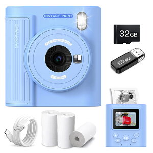 キッズカメラ 子供 多機能デジタルカメラ 1080P録画 16倍デジタルズーム 32GBTFカード付 プリントデジタルカメラ 連続撮影 誕生日 子供の日 入学式 卒業式 キッズ 子供用 安心設計 軽量 簡単操