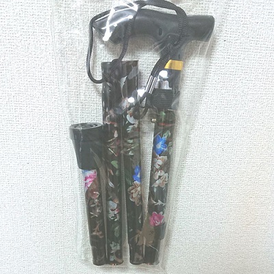 アルミ製軽量折りたたみフラワーステッキ 日本メーカー新品 杖 黒 ご注文で当日配送 新品