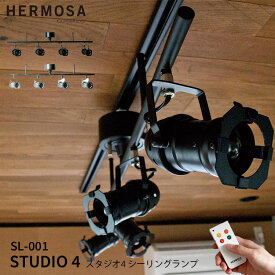 STUDIO 4 スタジオ4 シーリングランプ SL-001 HERMOSA ハモサ スポットライト 4灯 電球付き LED対応 多灯式 スチール ヴィンテージ レトロ インダストリアル 男部屋 無骨 リビング用 ダイニング用 寝室用 店舗 スタジオお洒落 照明