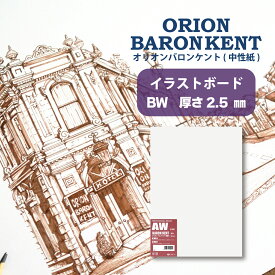 イラストボード ケントボード BW 厚さ2.5mm 両面 オリオンバロンケント紙 選べる9サイズ A1 A2 A3 A4 B1 B2 B3 B4 B5 ケント紙 紙 イラストレーションボード イラスト 製図 マーカー 色鉛筆 精密画 展示 ボード 画材
