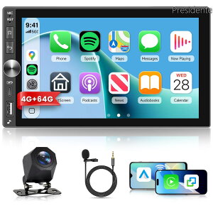 �y���������z4G+64G Android�I�[�f�B�I2 Din�i���C�����XCarPlay�EAndroid Auto�Ή��j�A7�C���`�^�b�`�X�N���[�����ڃ_�u��DIN�J�[�X�e���I�iGPS�i�r�Q�[�V�����ABluetooth�ADSP�AWi-Fi�AFM RDS�AType-C�AUSB�A