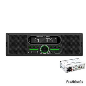 �y���������zdsp �J�[�I�[�f�B�I �X�s�[�J�[���� 1DIN�f�b�L FM AM Bluetooth���� �n���Y�t���[�ʘb AUX USB�Đ� Type-C�[�d 12V/24V�Ή�