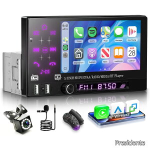 �y���������z1DIN �f�B�X�v���C�I�[�f�B�I�F���� CarPlay/AndroidAuto�A�~���[�����N�ABluetooth�A�C�R���C�U�[�ݒ�A�f���A�� USB�A�J���t���o�b�N���C�g�AFM ���W�I���ځA�o�b�N�J����?�}�C�N�t��