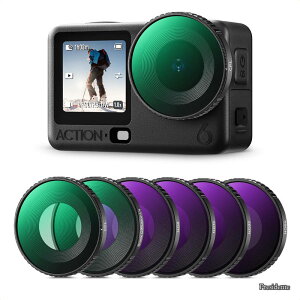 �y���������zCONCEPT Osmo Action 6 �p �t�B���^�[�Z�b�g(CPL+ND8+ND16+ND32+ND64+1/4�u���b�N�~�X�g)�����Y�ی� AGC���w�K���X �����ߗ� �v���e�N�g�t�B���^�[ 28�w�i�m�R�[�e�B���O �����h�� �����ȒP