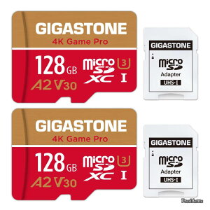 �y���������z1��p�zGIGASTONE �}�C�N��sd�J�[�h 128GB 2�Z�b�g 4K Game Pro microSDXC UHS-I A2 V30 U3 C10 100MB/s Ultra HD 4K �r�f�I�^�� �A�N�V�����J���� �X�|�[�c�J���� 4K Ultra HD ���� SD�A�_�v�^�[2���t���y