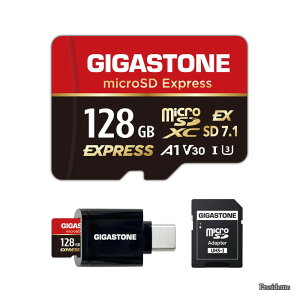 �y���������z2 ��p�݌v�zGIGASTONE 128GB microSD Express microSD�J�[�h SD7.1 �ǂݎ�葬�x/�������ݑ��x�ő� 880/500MB/s A1 V30 U3 Type-C�J�[�h���[�_�[�t��