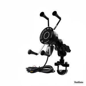 �y���������z�o�C�N �[�d�X�}�z�z���_�[ Qi���C�����X�[�d�� 7.5W 10W Quick Charge 3.0���� �}���[�d 360�x��] �A���~�� �d���X�C�b�` �ԍڃz���_�[ �I�[�g�o�C�̃n���h����T�C�h�~���[�Ɏ��t
