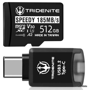 �y���������zSPEEDY 512GB microSD�J�[�h�t iPhone 17/16/15�p �J�[�h���[�_�[ USB 3.2 Type-C DDR200 ���y�� ���^OTG �O�t�������� �A�_�v�^ �Z�b�g TCRS-M32C512