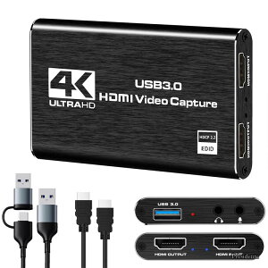 �y���������zSwitch 1/2 �Ή� 4K HDMI �p�X�X���[ 1080P 60FPS USB 3.0 �����`�� ����x�� �r�f�I�Q�[���L���v�`���[ �{�[�h PC/PS4/PS5/Xbox/Wii U/�E�F�u�J����/�X�}�[�g�t�H�� Windows 7/8/10/11 Mac Linux Android iPad