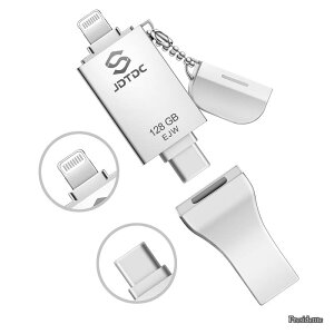 �y���������zUSB������128GB�yApple MFi�F�؁E���e�ʕۏ؁z3 in 1 Lightning/USB-C/USB 3.0�Ή� iPhone 17/16/15/14 / iPad/iPod/Android/PC�Ή� �����N���b�N�����o�b�N�A�b�v�E�����]���E�p�X���[�h�ی�E���S�T�|