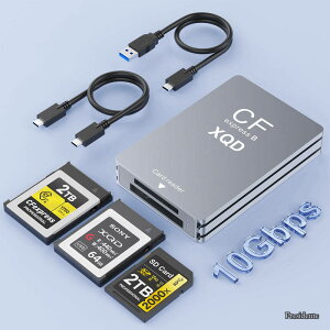�y���������zType B & XQD & SD �J�[�h���[�_ 3 in 1�A�f���A���X���b�gUSB3.2 10Gbps �����]�� CFexpress Type B cf�J�[�h���[�_�[ �A���~�j�E�� �^�C�v cf�J�[�h �A�_�v�^�[ cf sd XQD �J�[�h Android/Windows/Mac OS/