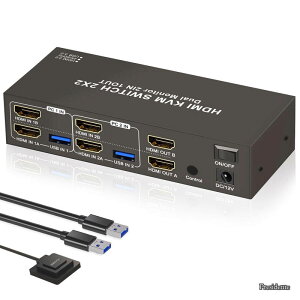�y���������z�����o�́zHDMI KVM �ؑ֊� 2����2�o�� SW220 2PC �ؑ� �X�C�b�` 4K 60Hz 2���j�^�[ HD �X�C�b�`���[ USB 3.0 KVM �ؑ֋@ �L�[�{�[�h �}�E�X �v�����^�[ �X�L���i�[���L USB 2���� 4�o�� �E�� 